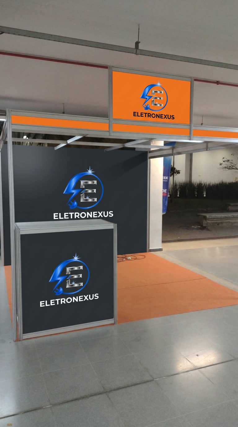 Stand de feira com iluminação e pontos elétricos instalados